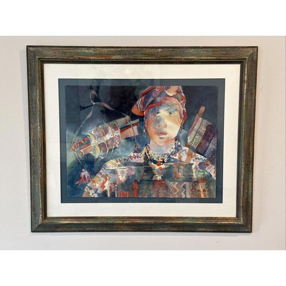 MARY ANNE STAPLES Art Watercolor Signed Original With Beautiful Framed.